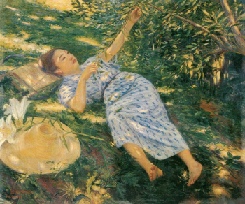 Курода Сэйки. В тени дерева. Холст, масло. 78х93,7. 1898. Музей Уддо Ван (Япония).