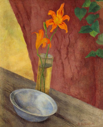 Ломакина Мария Владимировна. Жёлтые лилии. Холст, масло. 63х52,2. 1920-е. Вологодская областная картинная галерея.