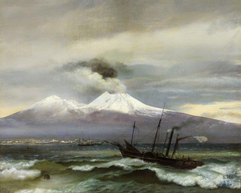 Кипренский Орест Адамович. Вид Везувия в зимнее время. Холст, масло. 50,9х63,3. 19 век. Государственный музей-заповедник `Петергоф`.