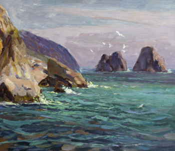 Филонов Фёдор Андреевич. Морская бухта. Картон, масло. 46х55. 1998. Картинная галерея имени В.В.Тихонова.