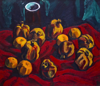 Горбань Пётр Семёнович. Гранаты. Оргалит, масло. 65х74,5. 1964-1966. Ставропольский краевой музей изобразительных искусств.