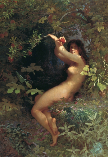 Келер-Вилианди Иван Петрович. Ева с гранатом. Холст, масло. 197х136. 1881. Ульяновский областной художественный музей.