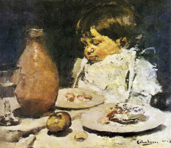 Колумбану Бордалу Пиньейру. Прерванный обед. Холст, масло. 46х55. 1883. Национальный музей изящных искусств (Рио-де-Жанейро).