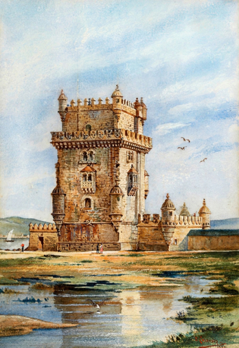 Энрике Казанова. Башня Торре-де-Белен. Бумага, акварель. 1882. Дворец до Корро Велхо.