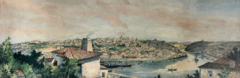 Энрике Казанова. Вид Порту. Бумага, литография, масло. 40,5х116,5. 1893. Частное собрание.