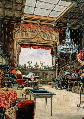 Энрике Казанова. Мастерская в Дворце Ажуда. Бумага, акварель. 1889-1892. Дворец Ажуда.