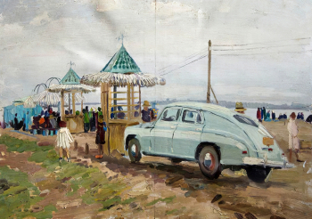 Пурыгин Валентин Захарович. Этюд с машиной. Картон, масло. 49,2х69,2. 1950-е - 1960-е. Самарский областной художественный музей.