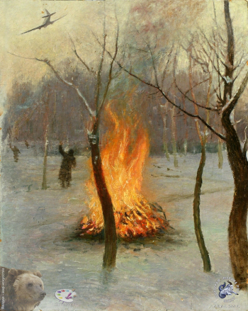 Пильщиков Николай Иванович. Холодно. Картон, масло. 28х20. 1949. Собрание семьи художника.