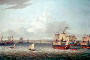 Доминик Серрес. Британский флот входит в Гавану в 1762 году. Холст, масло. 122,5х183,7. 1775. Национальный морской музей (Великобритания).