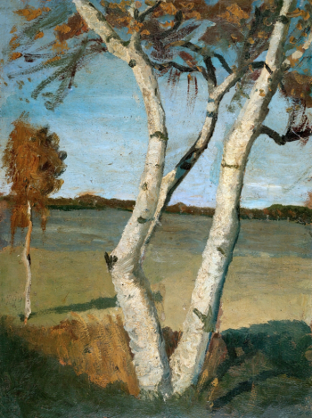 Паула Модерзон-Беккер. Берёза в пейзаже. Картон, масло. 55,4х42,1. 1899. Гарвардский художественный музей.