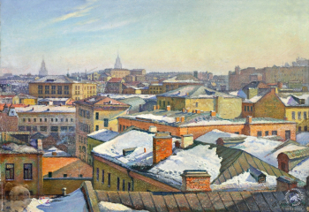 Пильщиков Николай Иванович. Утро. Москва. Картон, масло. 38х48. 1968. Собрание семьи художника.