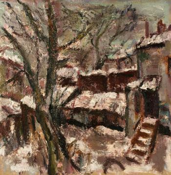 Мерцлин Роман Викторович. Наш двор. Холст, масло. 76х75. 1993. Саратовский государственный художественный музей имени А.Н.Радищева.