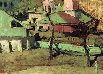 Щербиновский Дмитрий Анфимович. Дворик (Городской пейзаж). Холст на картоне, масло. 14,2х19,4. Саратовский государственный художественный музей имени А.Н.Радищева.