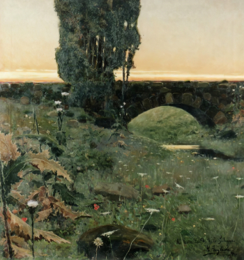 Эрменехильдо Англада Камараса. Пейзаж с мостом. Холст, масло. 1890. Библиотека-музей Виктора Балагера.