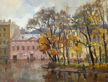 Райков Павел Викторович. Площадь искусств в Ленинграде. Картон, масло. 51,6х67,9. 1963. Иркутский областной художественный музей имени В.П.Сукачева.