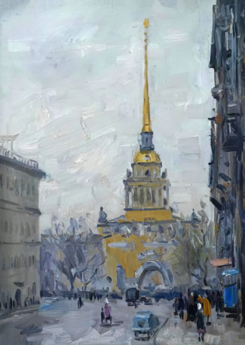 Чирков Сергей Иванович. Ленинград. Башня Адмиралтейства. Холст, масло. 70,5х49,5. 1966. Томский областной художественный музей.