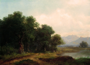 Каменев Лев Львович. Озеро в горной долине. Холст, масло. 1864. Нижнетагильский муниципальный музей изобразительных искусств.