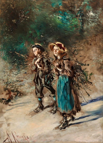 Антон Ромако. Дети с хворостом. Холст, масло. 45х32. 1800-е. Музей Леопольда.