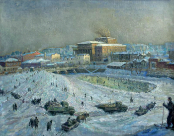 Вандышев Игнатий Лукич. Челябинск во время Великой Отечественной войны. Холст, масло. 70х120. 1945. Челябинский государственный музей изобразительных искусств.