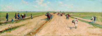Рябушкин Андрей Петрович. Дорога. Холст, масло. 27х50. 1887. Государственная Третьяковская галерея.