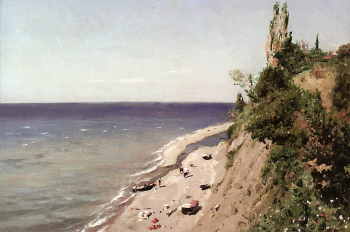 Маковский Владимир Егорович. Берег Крыма. Доска, масло. 15х23. 1889. Государственный Литературный музей (Москва).