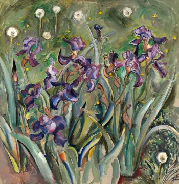 Коржевский Борис Георгиевич. Ирисы и одуванчики. Холст, масло. 80х78. 1999. Московский музей современного искусства.