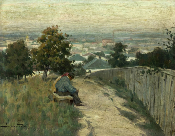 Зарубин Виктор Иванович. Пейзаж с дорогой и забором. Картон, масло. 19х24,4. 1899. Государственный Эрмитаж.