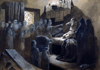 Клодт Михаил Петрович. Иван Грозный и тени его жертв. Бумага, гуашь, тушь. 27х39. Ставропольский краевой музей изобразительного искусства.