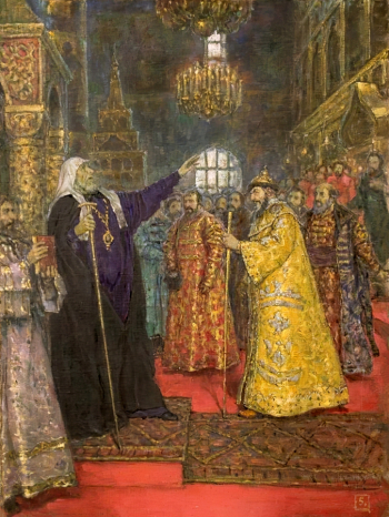 Михайлов Пётр Николаевич. Иван Грозный и Филарет. Холст, масло. 106х80. 1905. Научно-исследовательский музей при Российской Академии художеств.