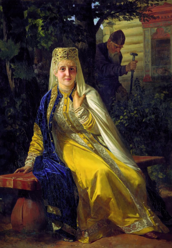 Неврев Николай Васильевич. Василиса Мелентьевна и Иван Грозный. Холст, масло. 111х80. 1880-е. Музей-заповедник Абрамцево.