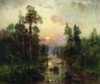 Клевер Юлий Юльевич Старший. Вечер. Холст, масло. 116х141. 1894. Дагестанский музей изобразительных искусств имени П.С.Гамзатовой.