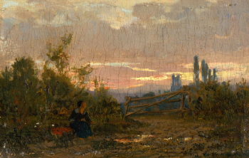 Ласло Паал. Вечерний пейзаж. Холст, масло. 12,9х20,4. 1870. Словацкая национальная галерея.