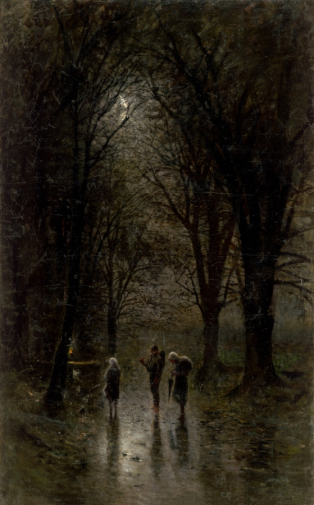 Ласло Меднянский. Ночные паломники у креста. Холст, масло. 244х149. 1880-1882. Словацкая национальная галерея.
