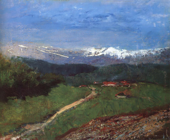 Ласло Меднянский. Пейзаж в Альпах. Холст, масло. 1900. Венгерская национальная галерея.