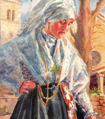 Саша Шантель. Народный костюм. Бумага, акварель. До 1945 года. Словенский этнографический музей.
