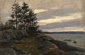 Сараев Владимир Васильевич. Остров Кий. Картон, масло. 32,6х49,6. 1960-е. Художественная культура Русского Севера.