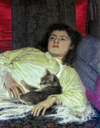 Крамской Иван Николаевич. Девушка с кошкой (Портрет дочери). Холст, масло. 71х58. 1882. Киевский музей русского искусства.
