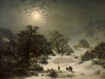 Адольф Косарек. Зимняя ночь. Холст, масло. 1857. Национальная галерея в Праге.