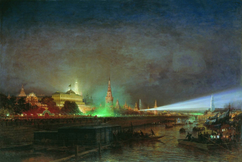 Боголюбов Алексей Петрович. Иллюминация Кремля. Холст, масло. 132х240. 1883. Омский областной музей изобразительных искусств имени М.А.Врубеля.