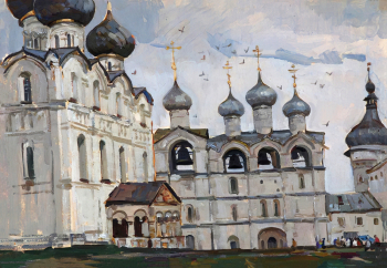 Никольский Анатолий Николаевич. В Кремле Ростовском. Бумага, масло. 45х63,7. 1967. Новосибирский государственный художественный музей.