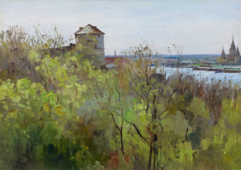 Шишов Михаил Михайлович. В Нижегородском кремле. Холст на картоне, масло. 24х34,5. 1910. Нижегородский государственный художественный музей.