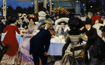 Слепян Моисей Герцович. Ночной ресторан. Холст, масло. 132х212. 1890-е. Нижнетагильский муниципальный музей изобразительных искусств.