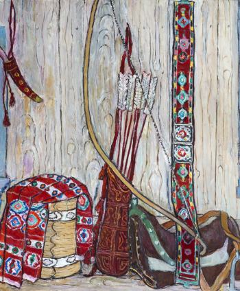 Ситдикова Адия Хабибулловна. Оружие батыра. Холст, масло. 108х89. 1979. Башкирский государственный художественный музей имени М.В.Нестерова.