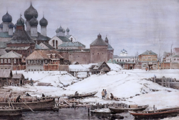 Соколов Владимир Иванович. Старый русский город Кострома. Бумага, акварель. 71х106. 1943. Дальневосточный художественный музей.