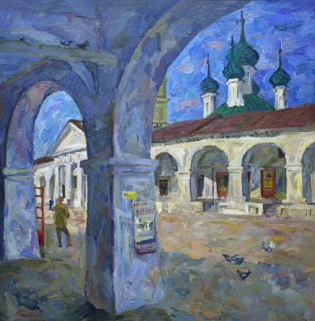 Суровцев Андрей Петрович. Кострома. Холст, масло. 100х100. 1988. Государственный Владимиро-Суздальский историко-архитектурный и художественный музей-заповедник.