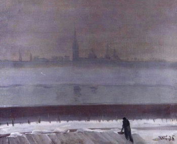 Гринберг Владимир Ариевич. Нева. Туман. Холст, масло. 55,5х68. 1935. Государственный литературно-мемориальный музей Анны Ахматовой в Фонтанном Доме.