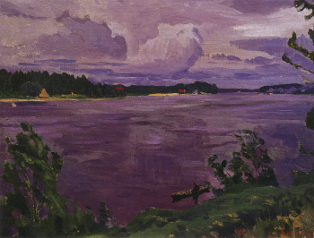 Рылов Аркадий Александрович. Нева перед бурей. Холст на картоне, масло. 38х47. 1916. Ставропольский краевой музей изобразительных искусств.