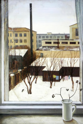 Крыжевский Ян Юлианович. Вид из окна. ДВП, масло. 110х70. 1974. Вологодская областная картинная галерея.