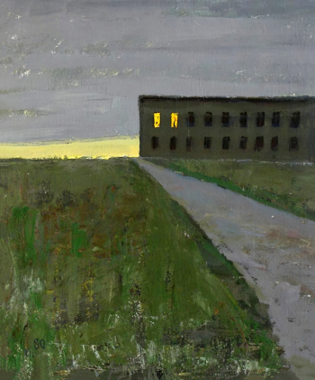 Перцев Николай Васильевич. Светящиеся окна. Картон, темпера. 49х42,2. 1980. Вологодская областная картинная галерея.