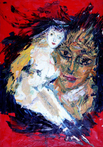 Зеневич Лариса Ивановна. Полёт (по мотивам романа `Мастер и Маргарита`). Холст, масло. 140х100. 1989. Дальневосточный художественный музей.